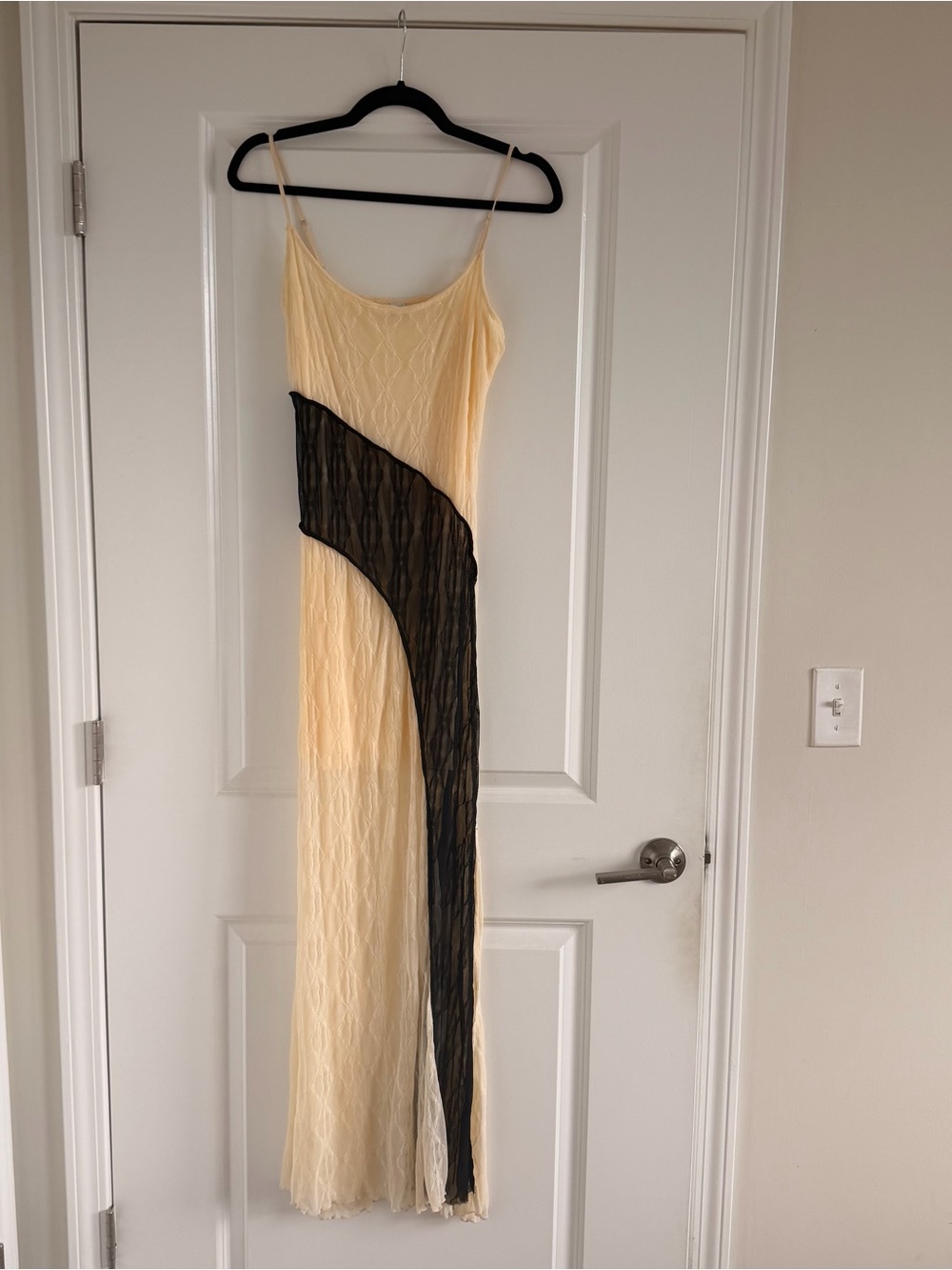 INTENTIONALLY BLANK Cream Maxi Dress with Black Sheer Panel